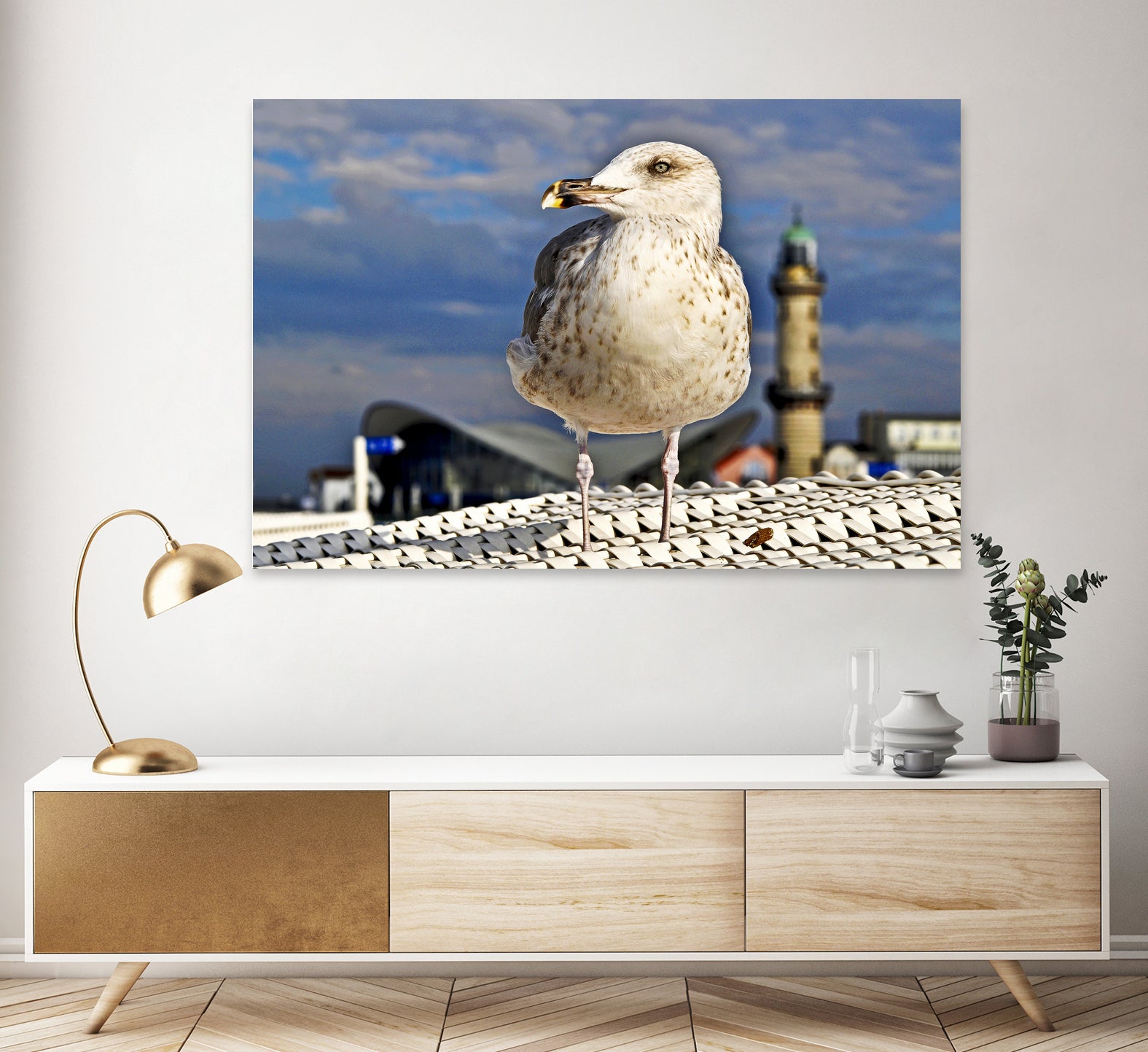 Magic Seagull on the Baltic Sea by SILVIA WISCHEROPP on GIANT ART - blue photo illustration