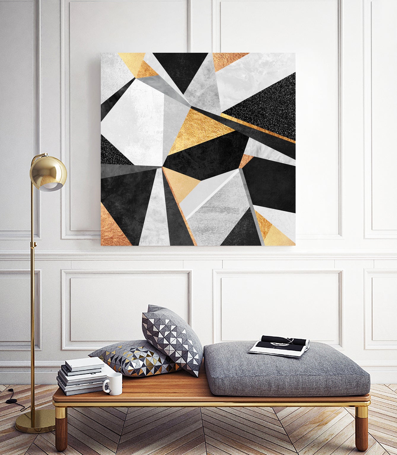 Geometry / Gold by Elisabeth Fredriksson on GIANT ART - yellow mixed media