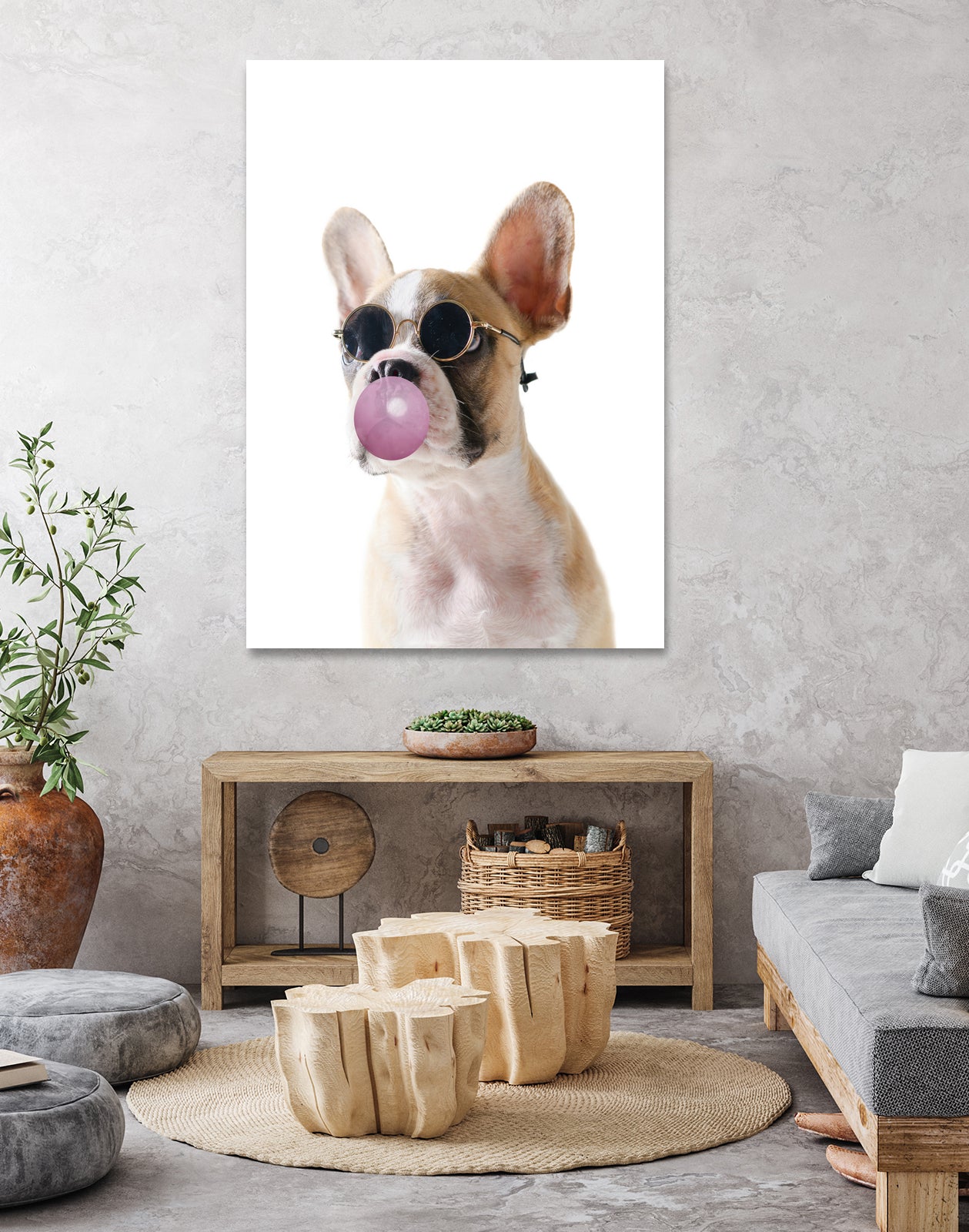 Dog With Bubble Gum by miguel angel romero franco on GIANT ART - pink photo manipulation