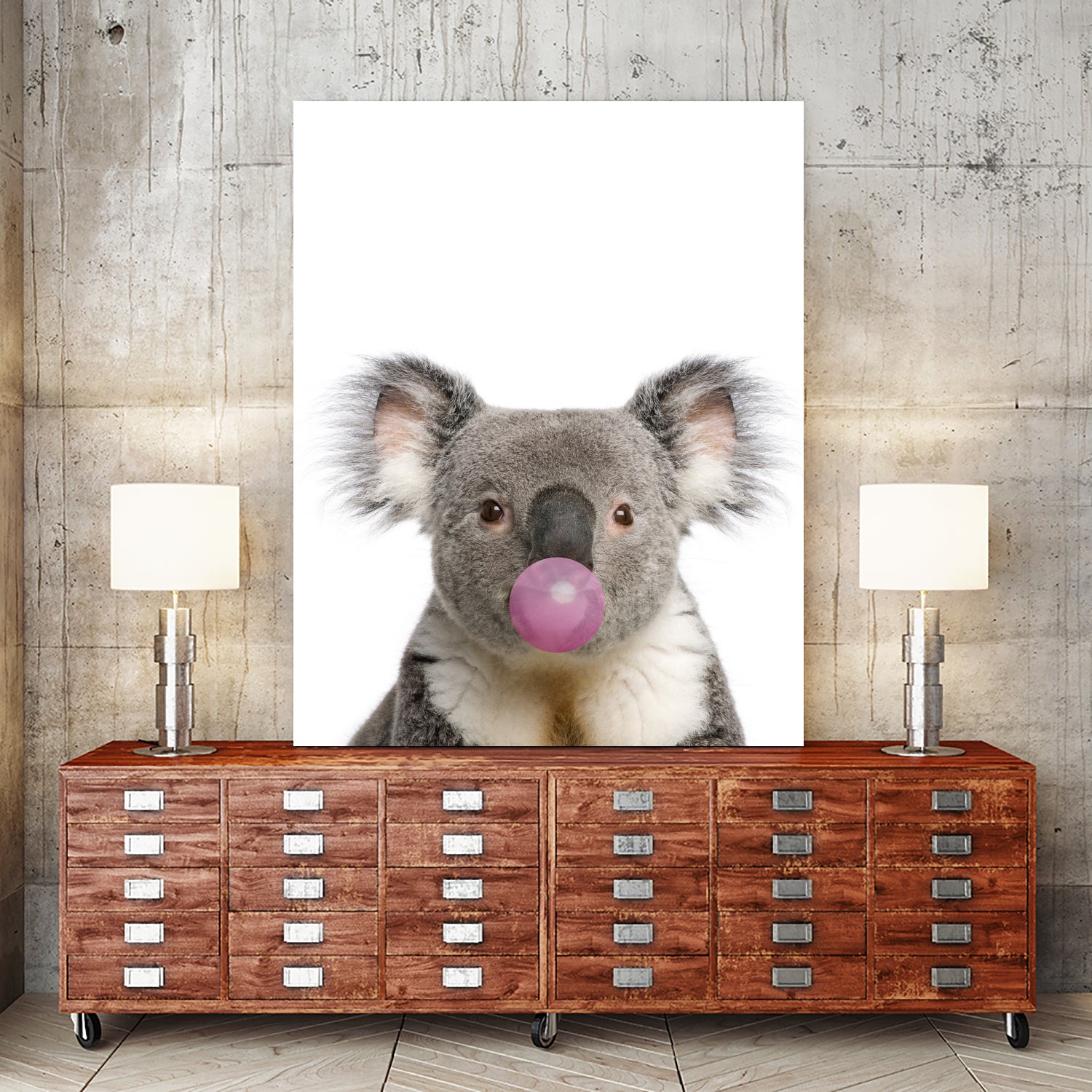 koala with bubble gum by miguel angel romero franco on GIANT ART - gray photo manipulation