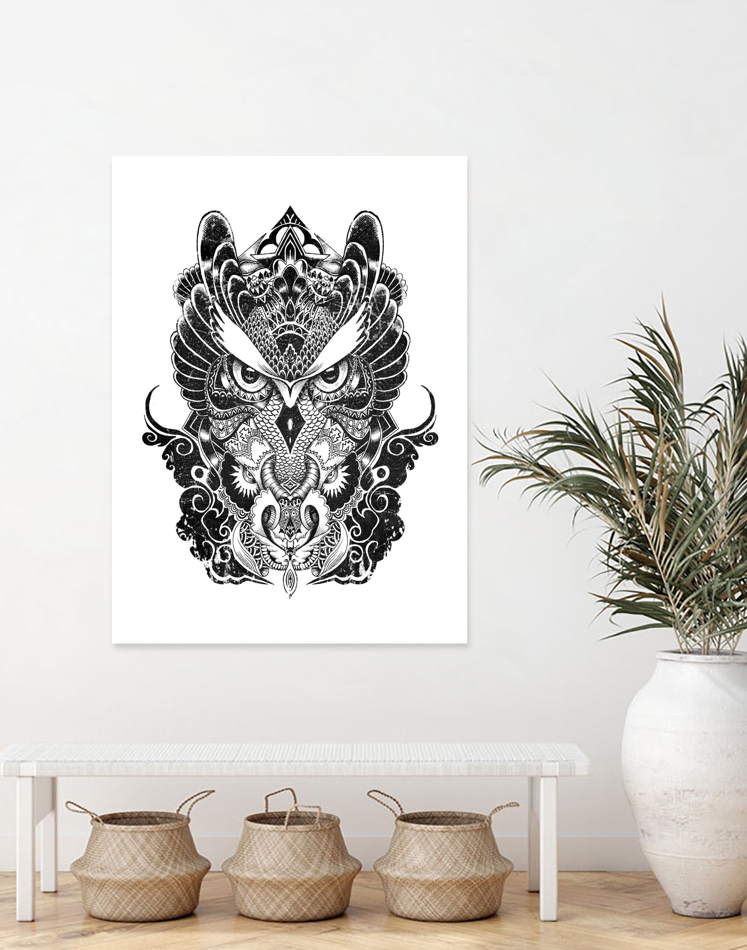 Owl and Dragon by Salvatore C. De Simone on GIANT ART - black mixed media
