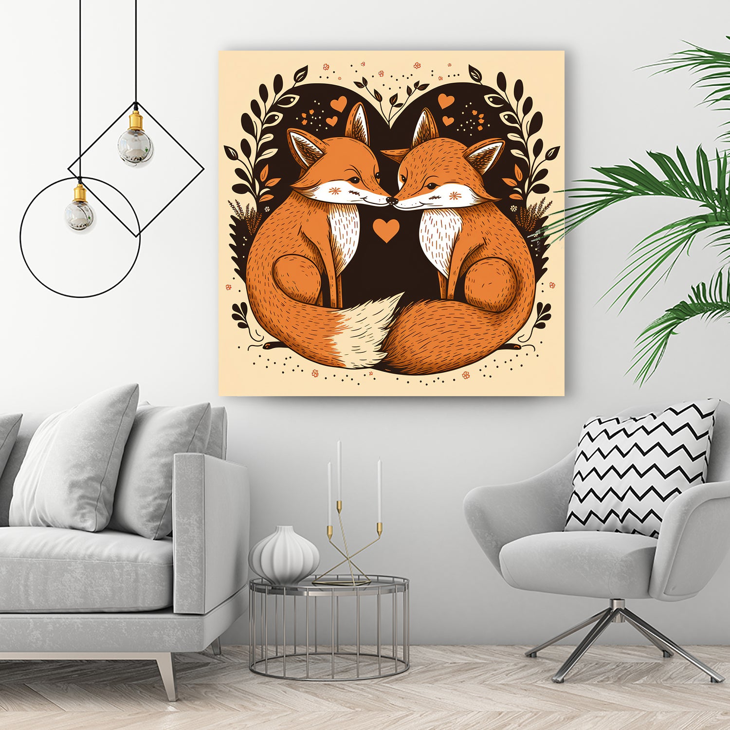 foxes in love by Haris Kavalla on GIANT ART - brown photo illustration