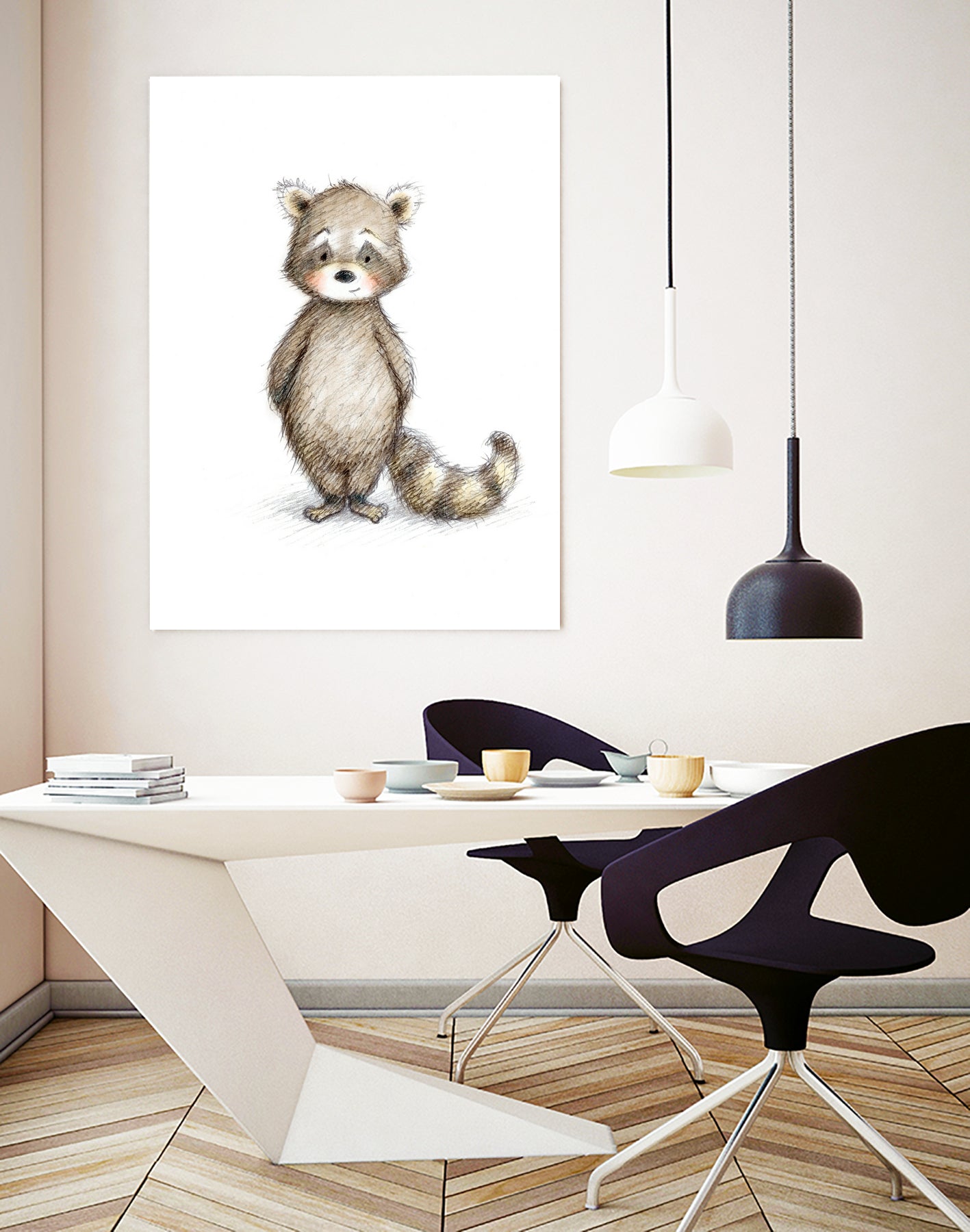 Raccoon by Anna Abramska on GIANT ART - gray digital drawing