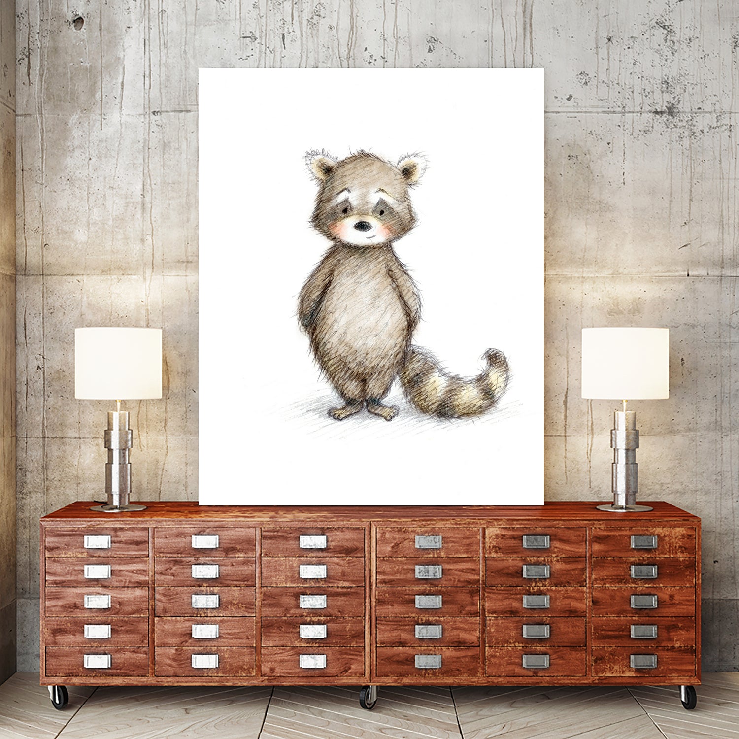 Raccoon by Anna Abramska on GIANT ART - gray digital drawing