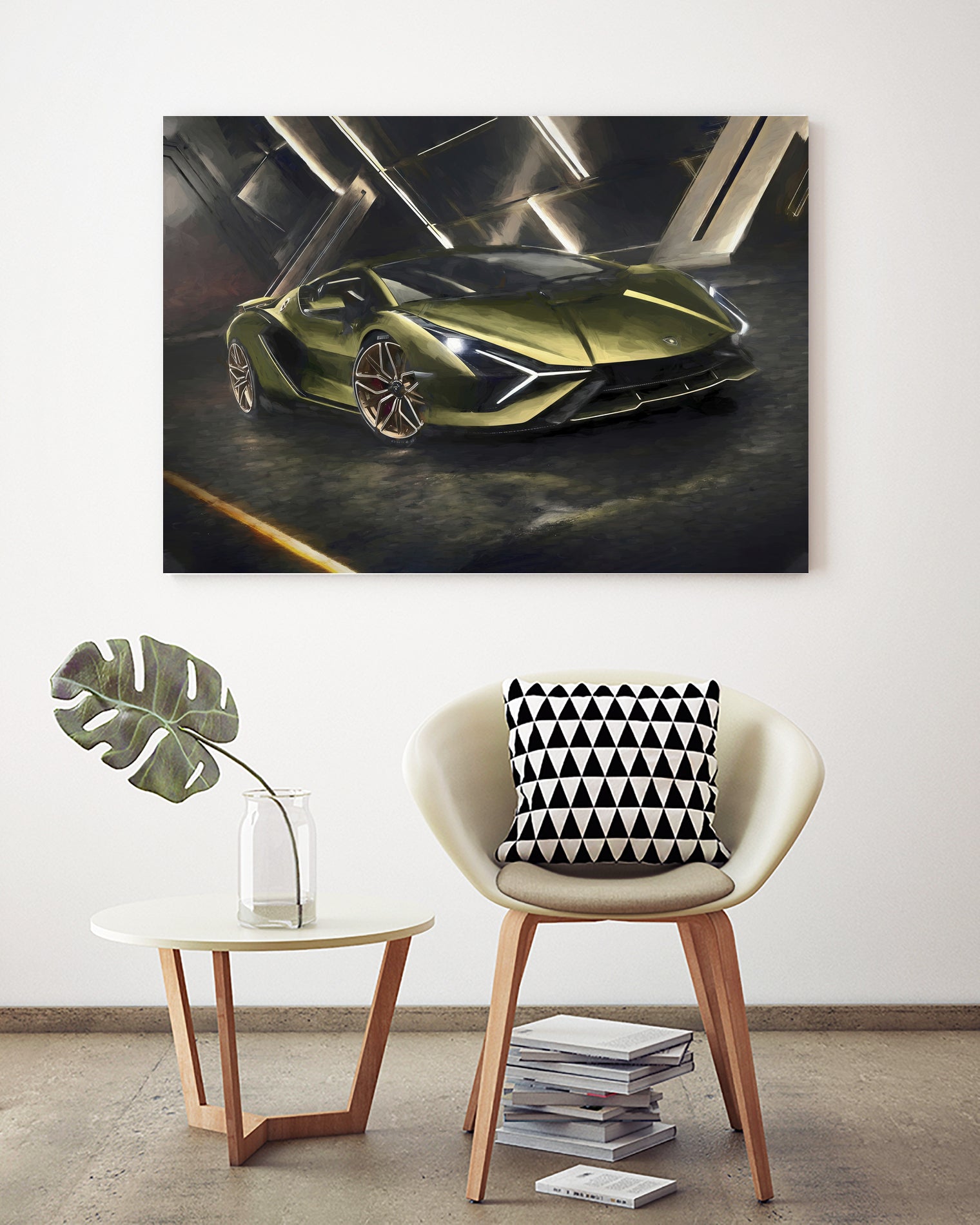 Lamborghini v2 in watercolor-sports car by miguel angel romero franco on GIANT ART - white digital drawing