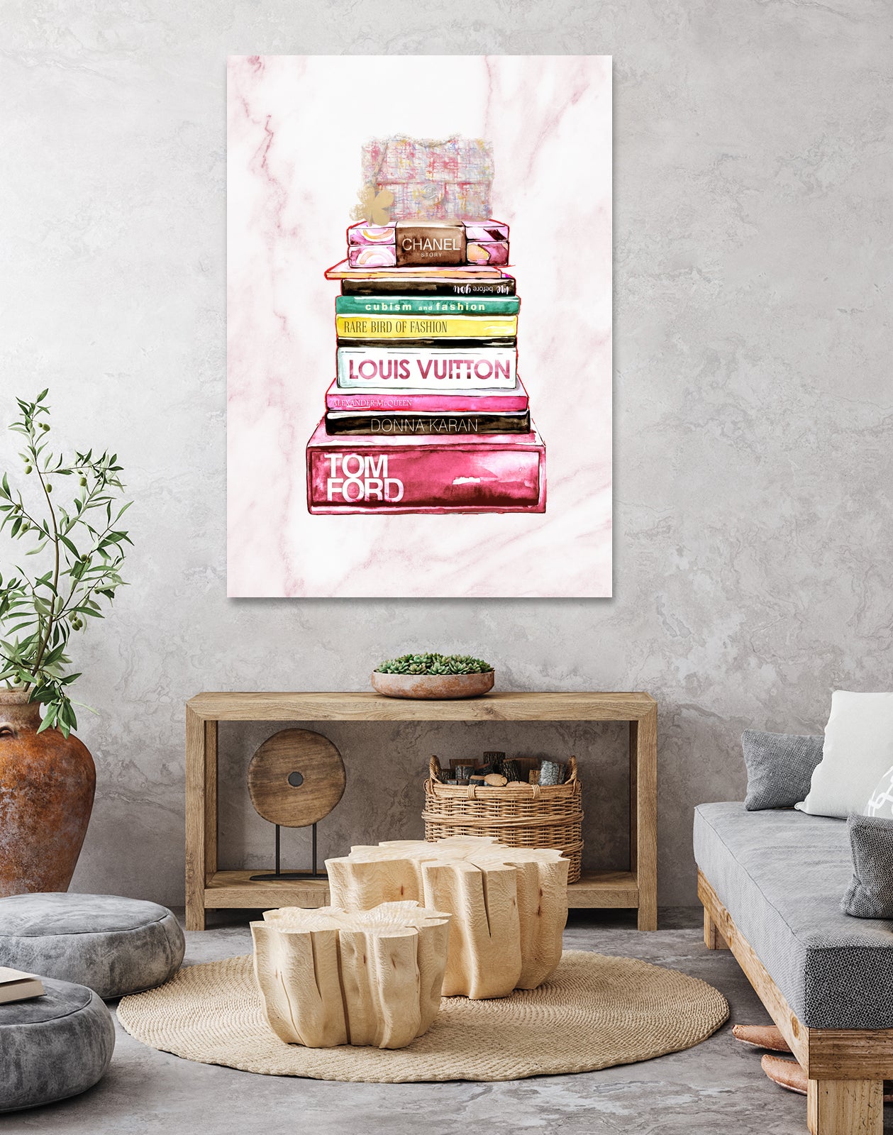 stack of fashion books and a gucci bag by miguel angel romero franco on GIANT ART - pink digital drawing