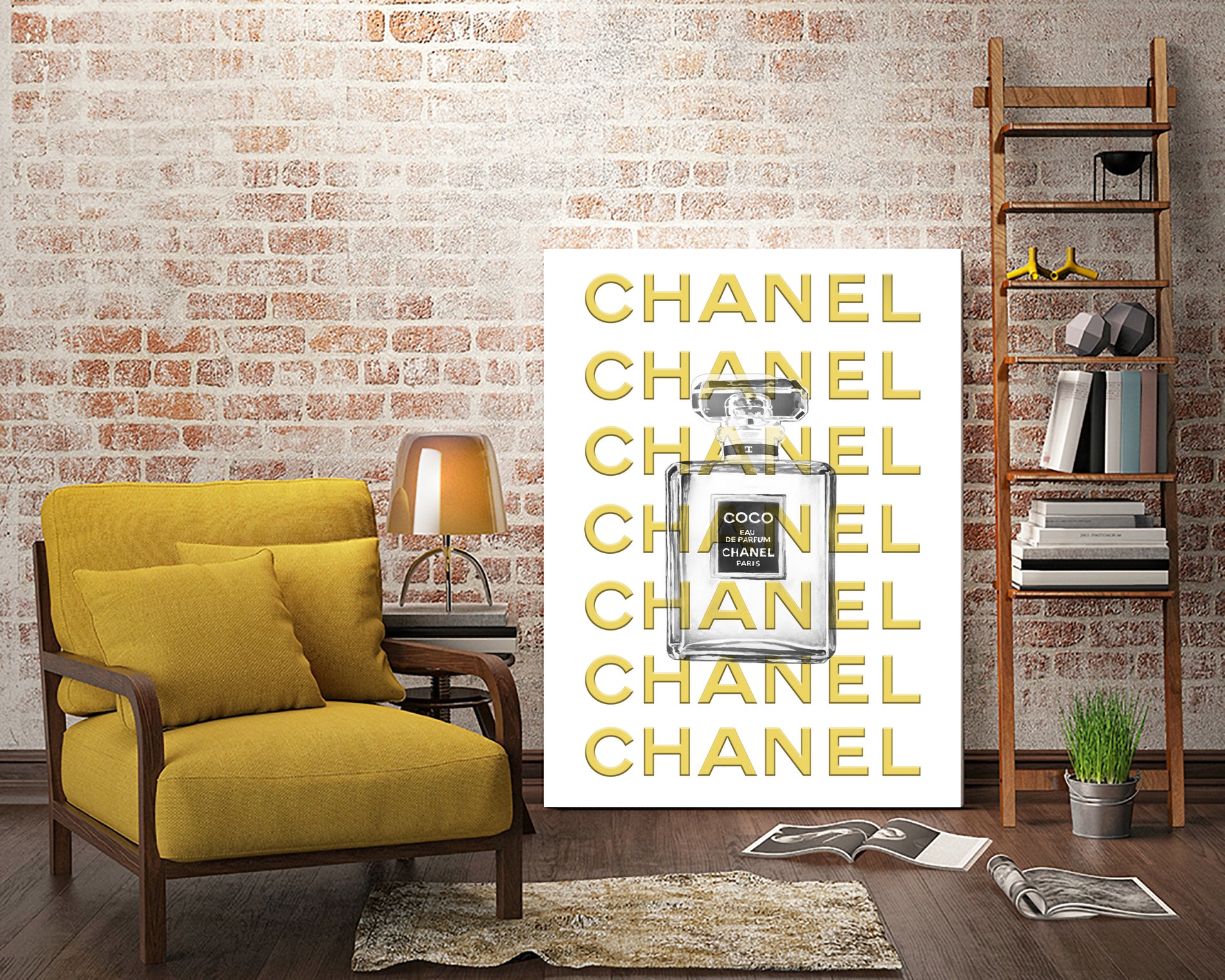 Chanel perfume fashion poster by miguel angel romero franco on GIANT ART - yellow digital drawing