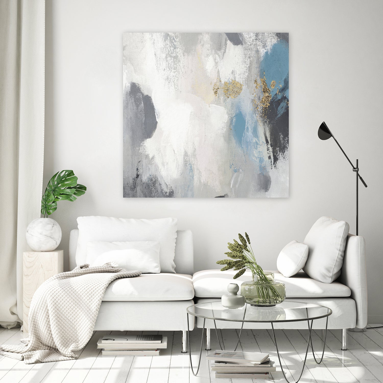 Gray Days II by Pi Studio on GIANT ART - blue mixed media