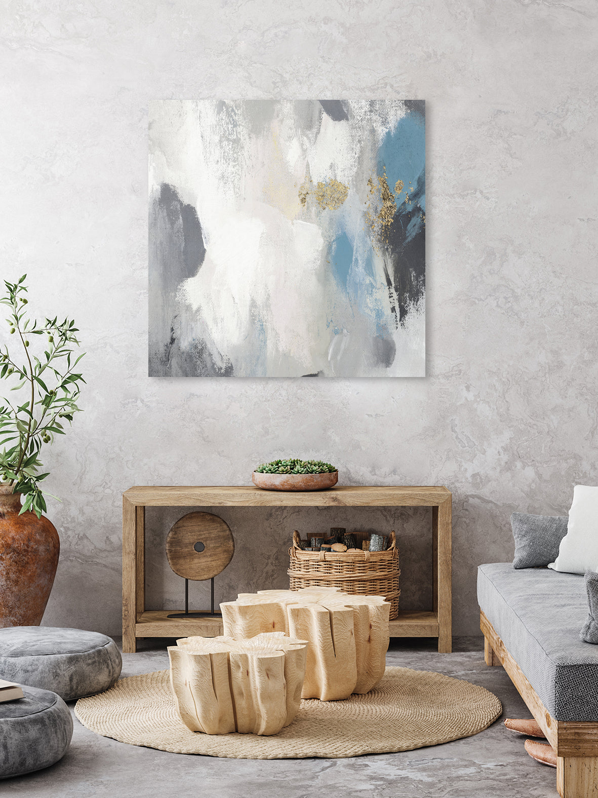 Gray Days II by Pi Studio on GIANT ART - blue mixed media