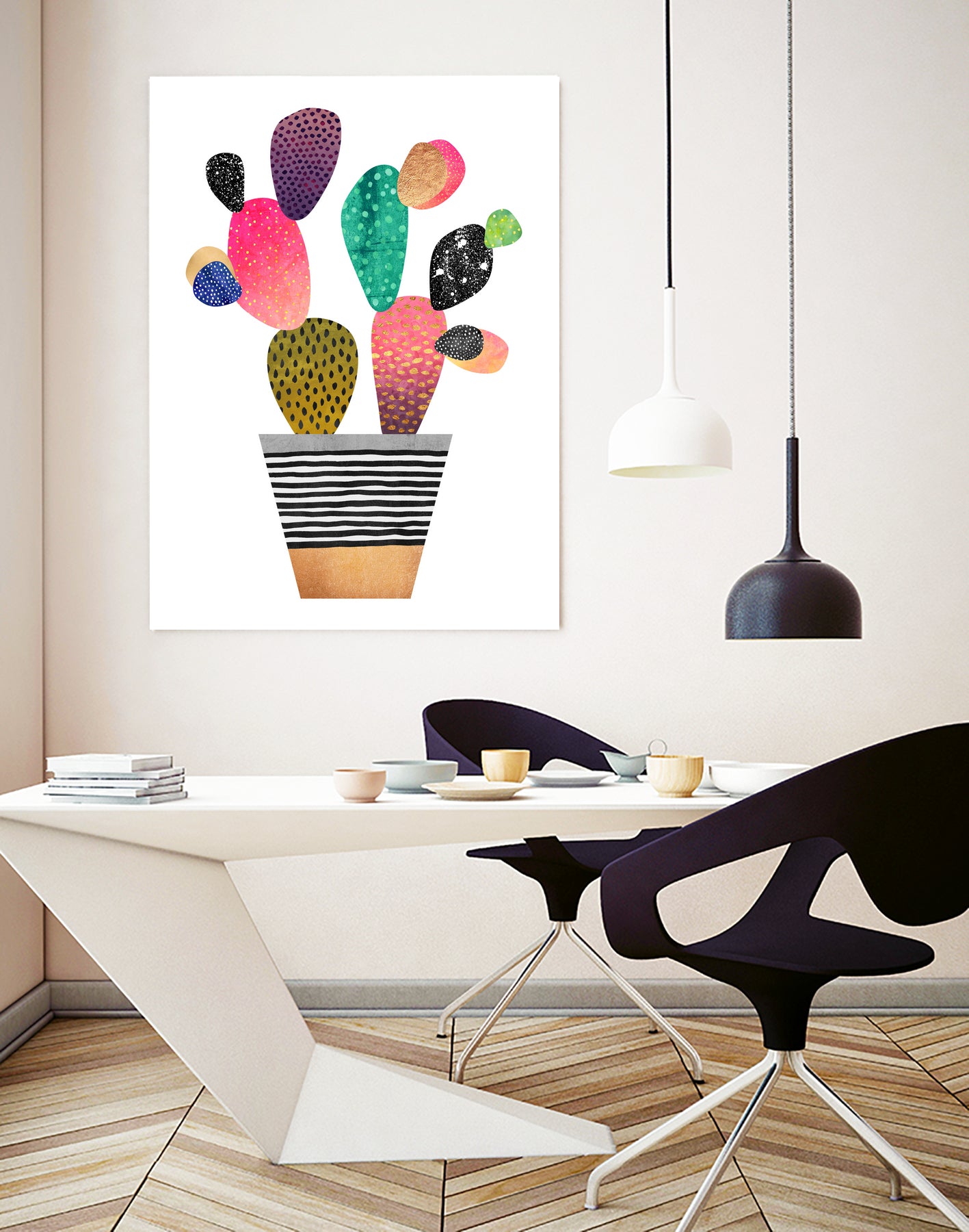 Happy Cactus by Elisabeth Fredriksson on GIANT ART - pink mixed media