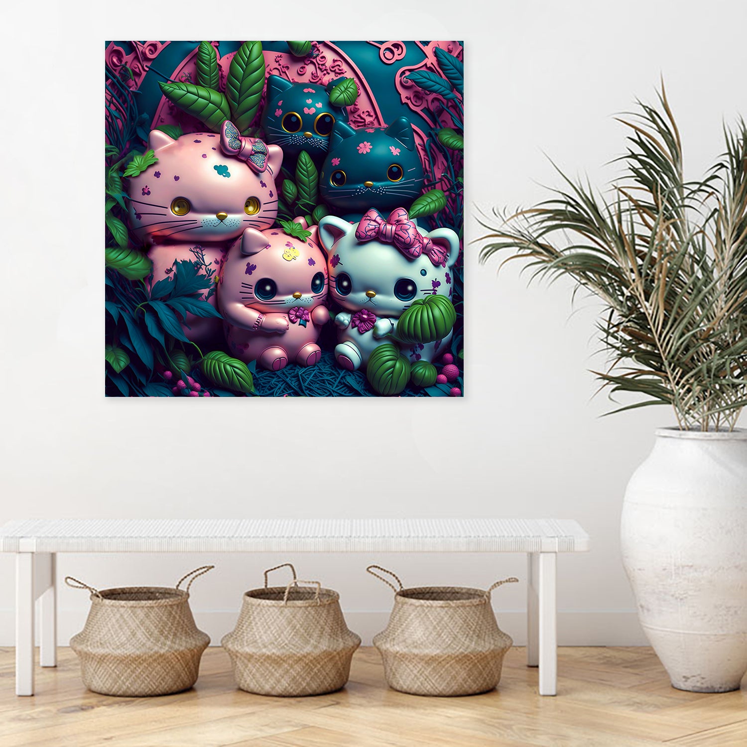 Chubby Kitties by Eric Ton on GIANT ART - white digital painting