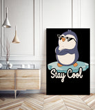 Stay Cool Funny Penguin by Tobias Fonseca on GIANT ART - blue digital painting
