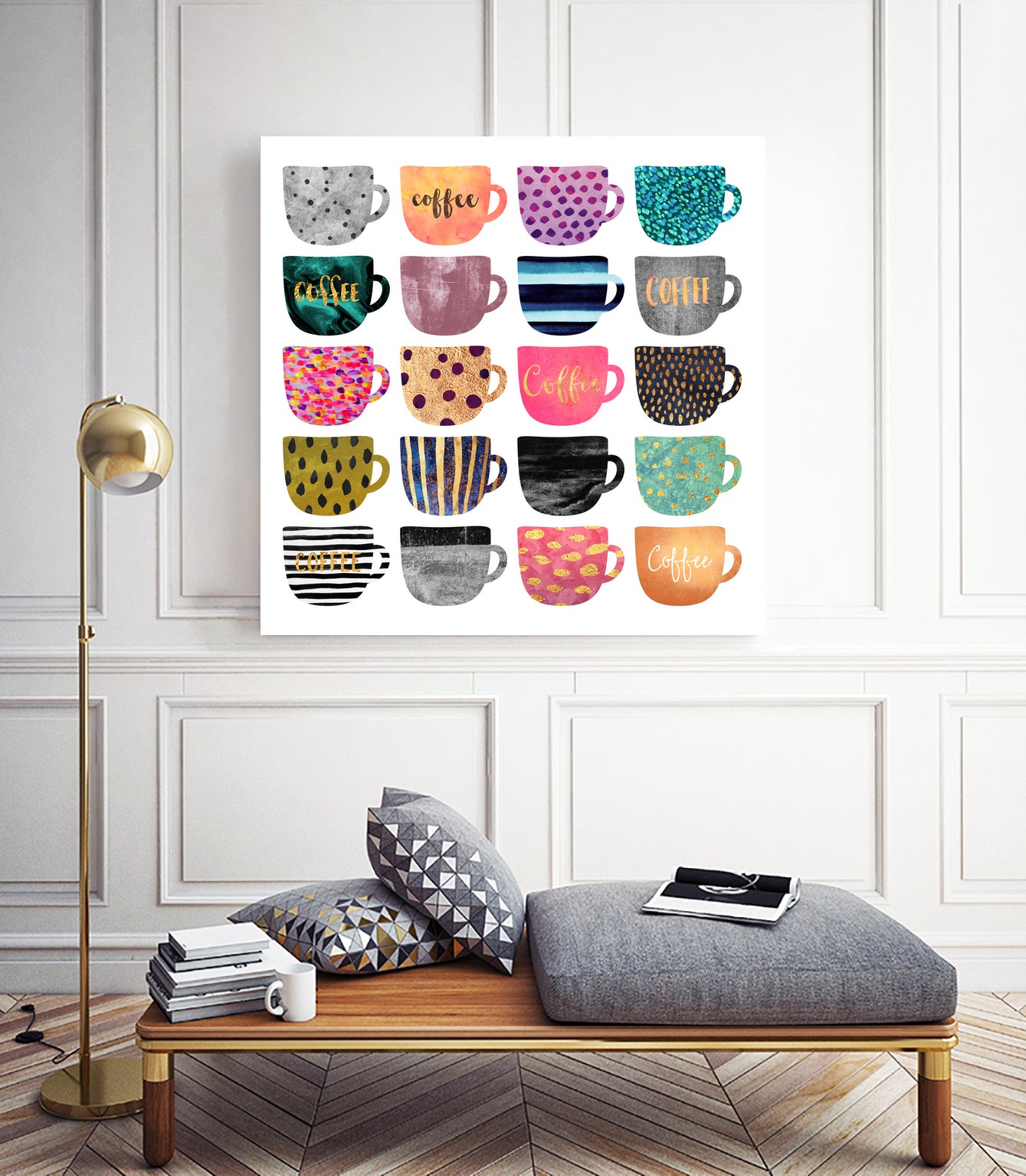 Pretty Coffee Cups by Elisabeth Fredriksson on GIANT ART - pink mixed media