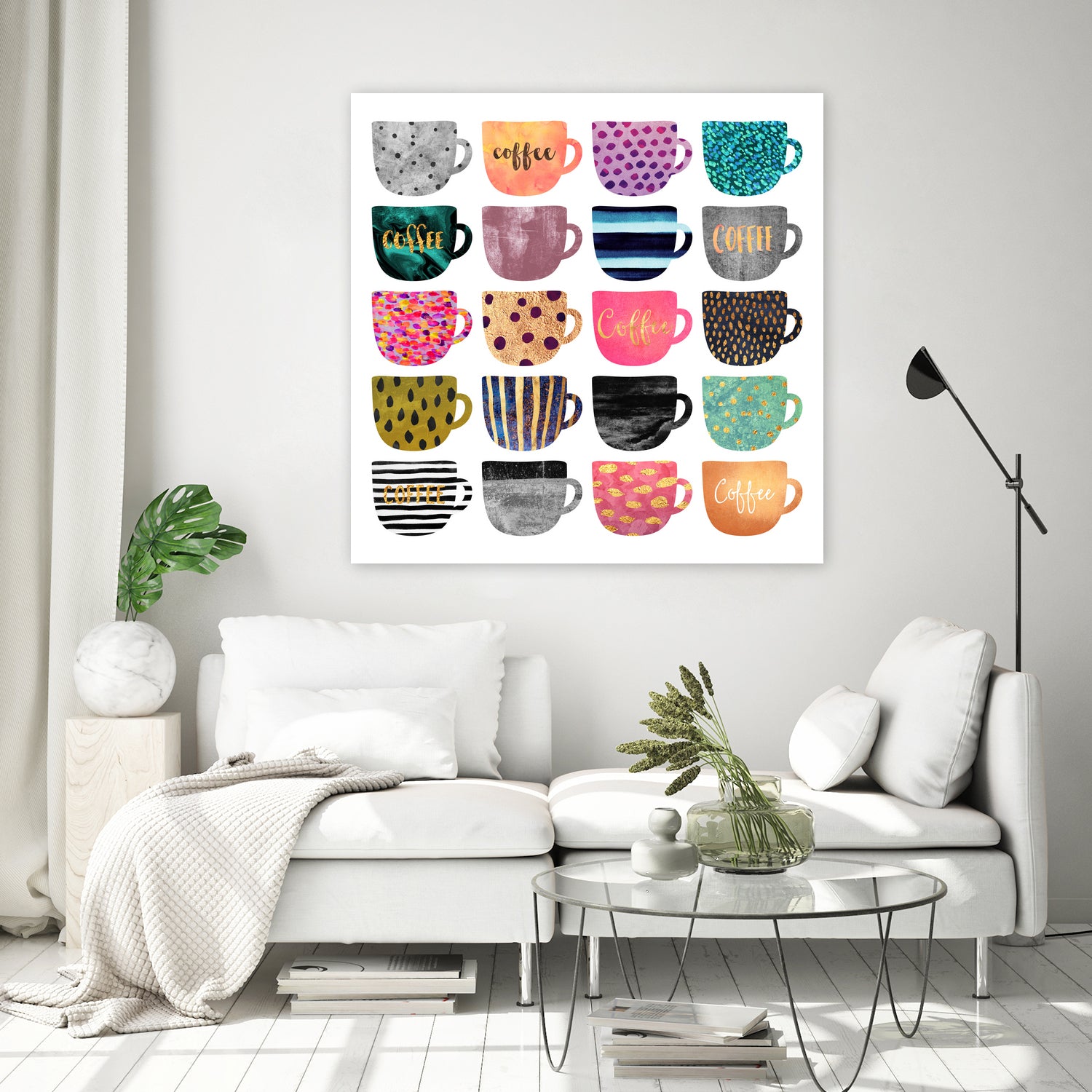 Pretty Coffee Cups by Elisabeth Fredriksson on GIANT ART - pink mixed media