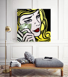 Crying Girl wipes tears by money by Artem Avetisyan on GIANT ART - yellow digital drawing