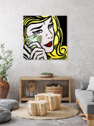 Crying Girl wipes tears by money by Artem Avetisyan on GIANT ART - yellow digital drawing