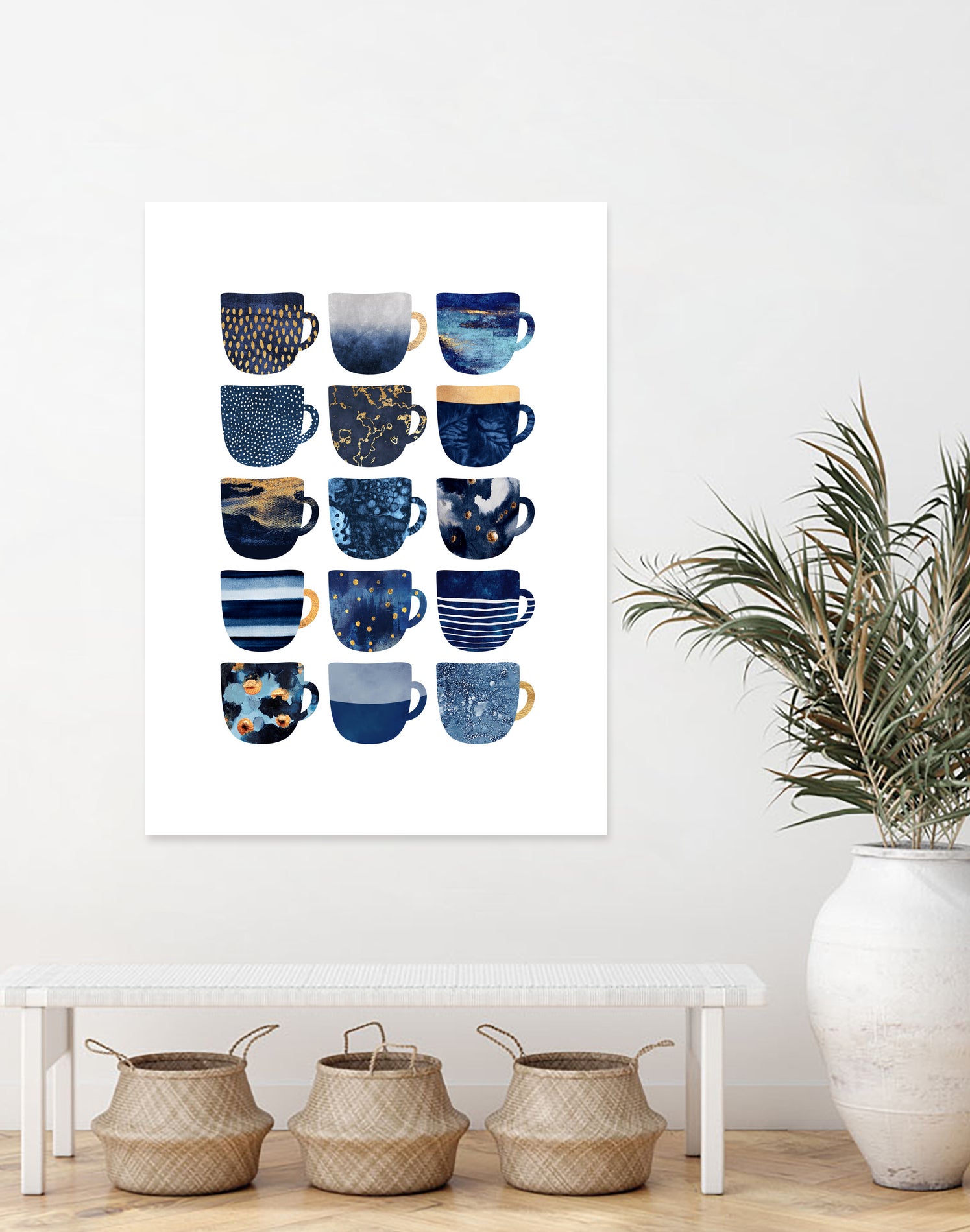 Pretty Blue Coffee Cups by Elisabeth Fredriksson on GIANT ART - blue digital painting