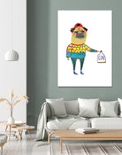 gin pug by Ashley Percival on GIANT ART - white digital drawing