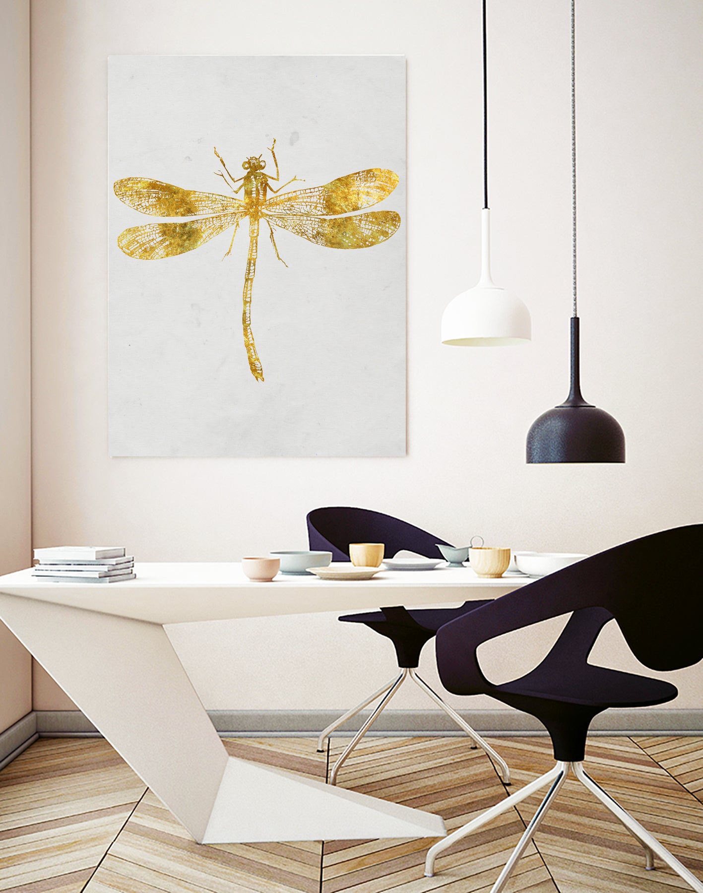 Golden Dragonfly by Patrycja Polechonska on GIANT ART - gray mixed media