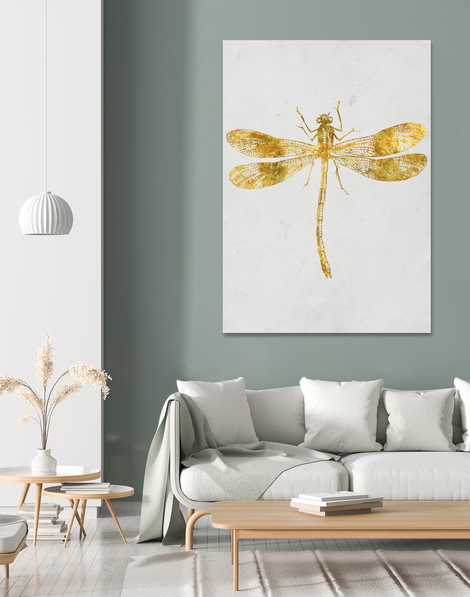 Golden Dragonfly by Patrycja Polechonska on GIANT ART - gray mixed media