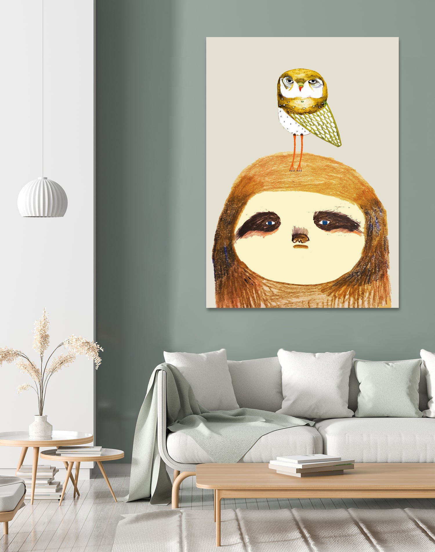 sloth and owl by Ashley Percival on GIANT ART - gray character design