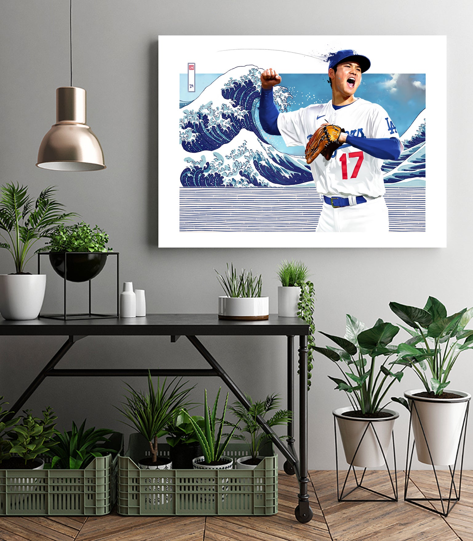 Ohtani Great Wave by Claudia Labarca on GIANT ART - blue digital painting