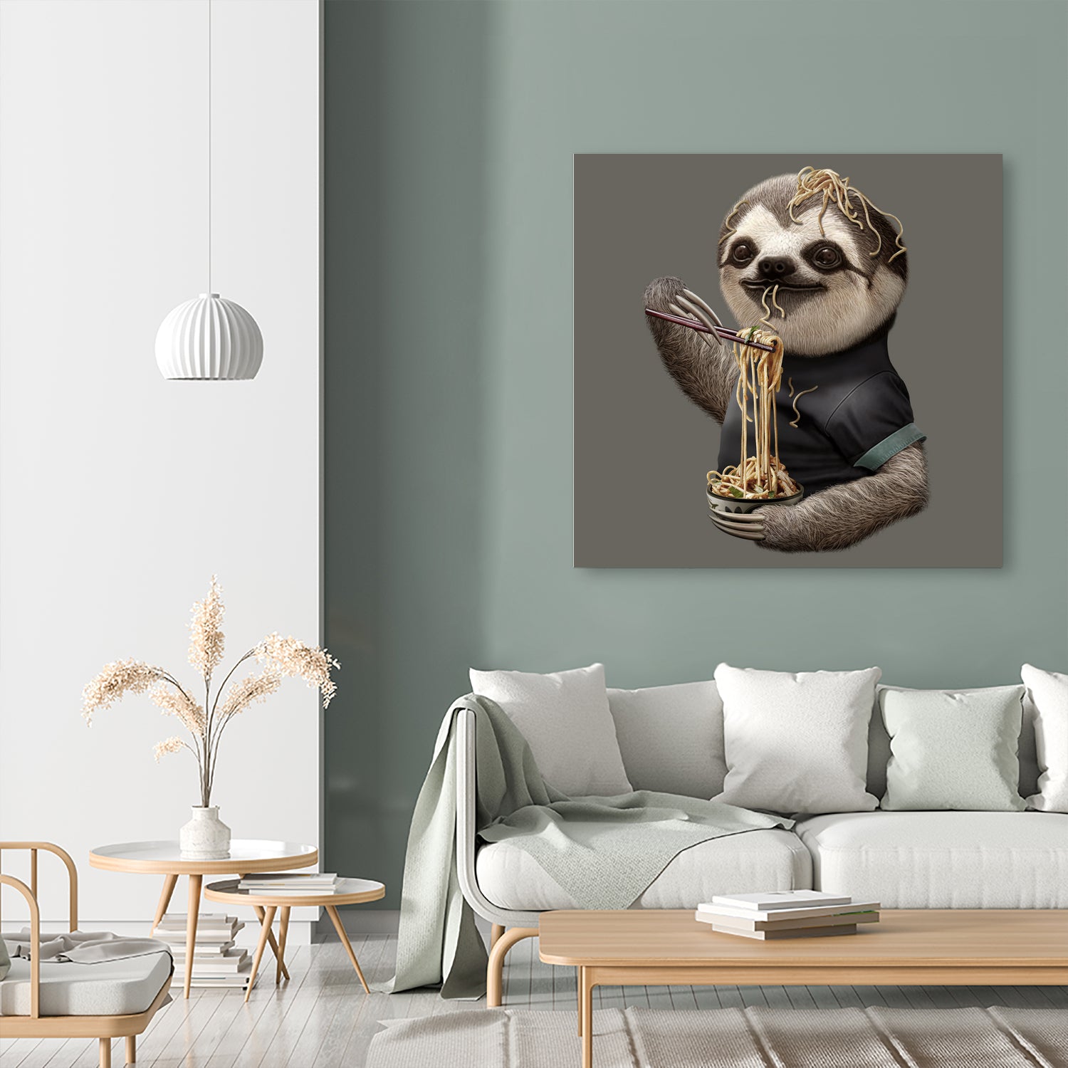 SLOTH EAT NOODLE by JUMALI KATANI on GIANT ART - gray digital drawing