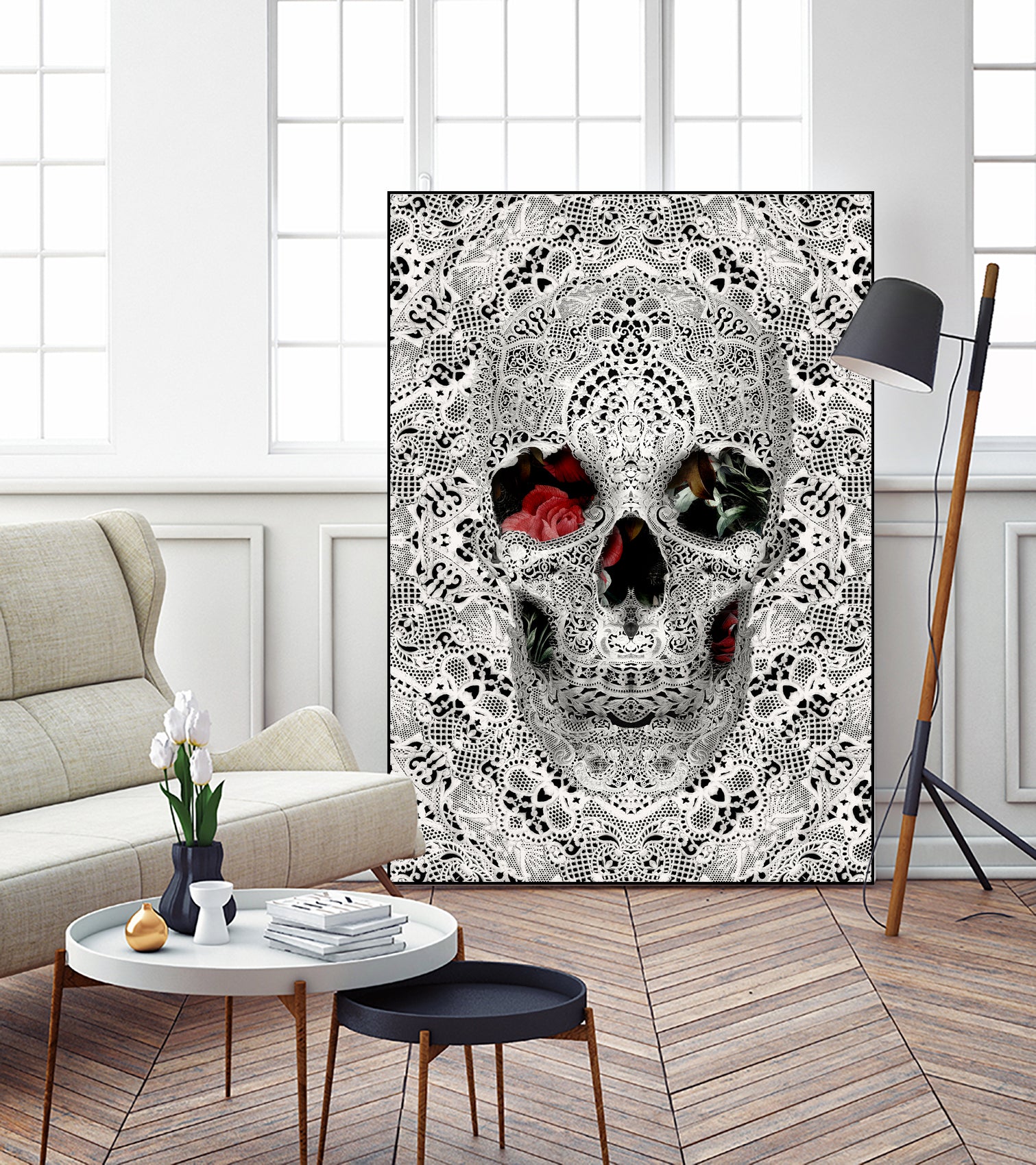 Lace Skull Light by Ali Gulec on GIANT ART - white photo illustration