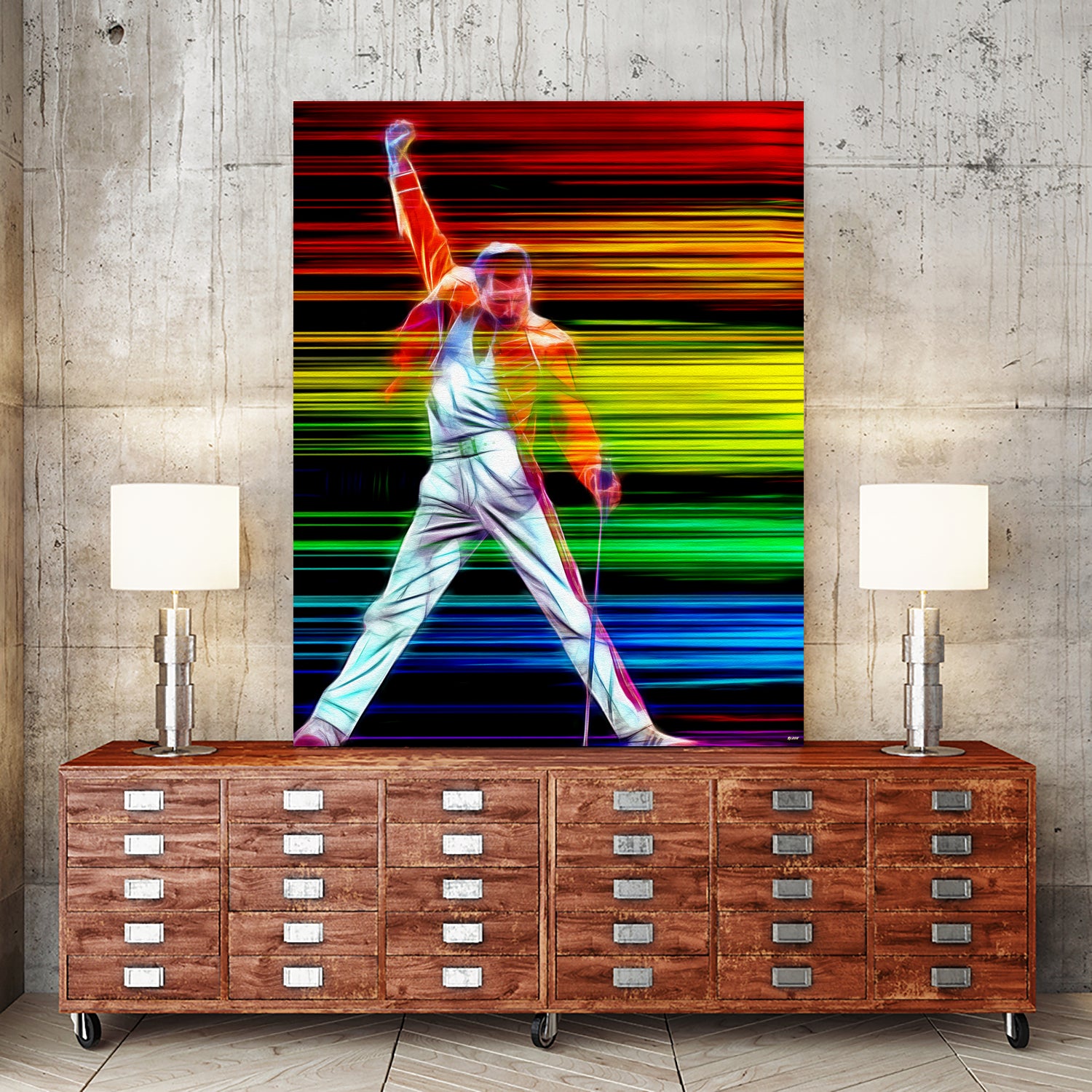 Freddie Mercury in Color by Daniel Janda on GIANT ART - black mixed media