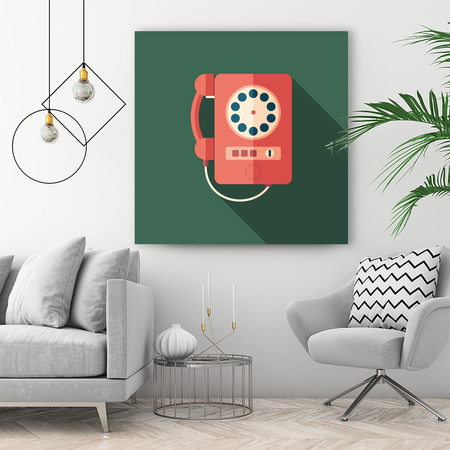 Vintage Red Telephone by Yury Velikanov on GIANT ART - white vector illustration