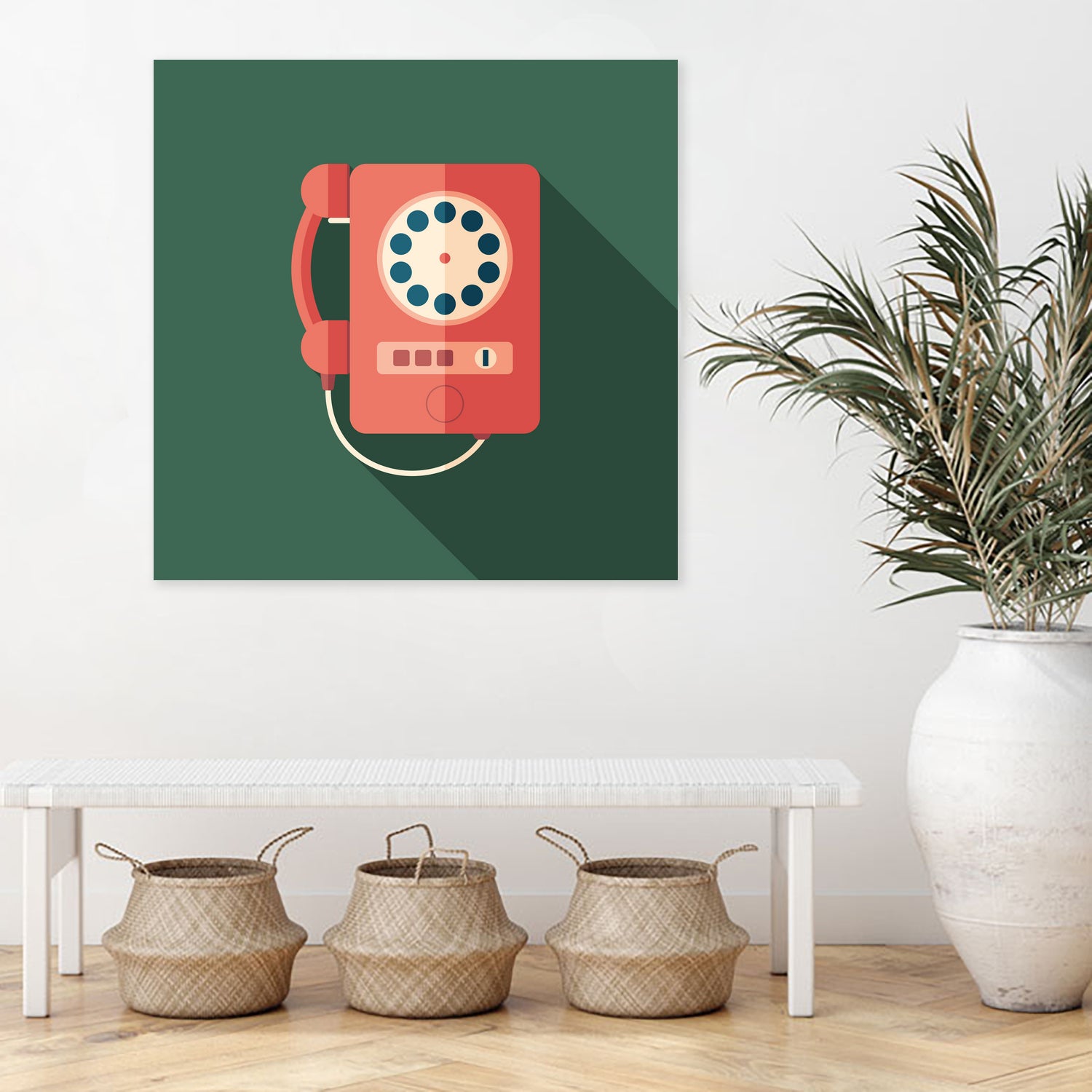 Vintage Red Telephone by Yury Velikanov on GIANT ART - white vector illustration
