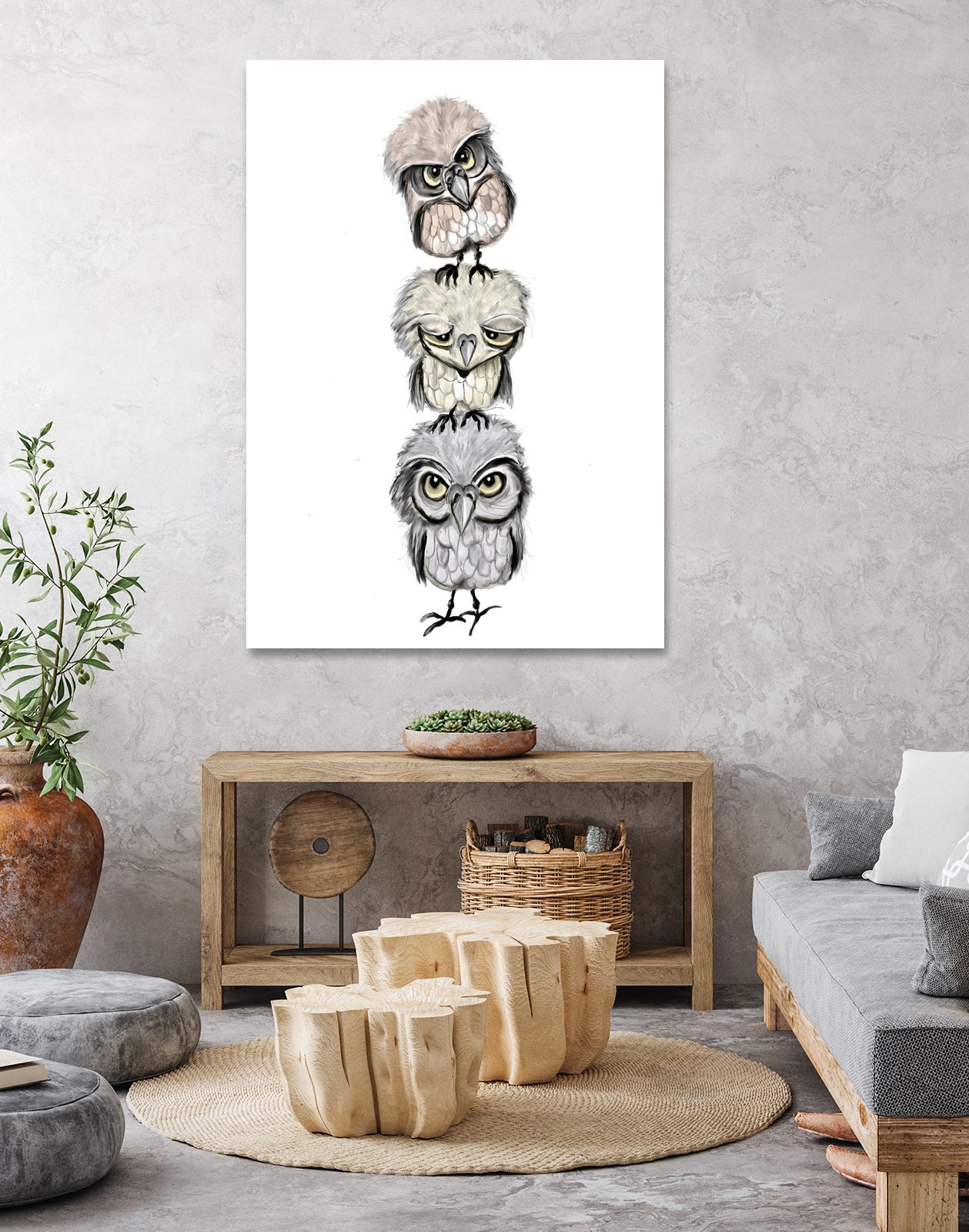 Owl Totæm by Mia Møller on GIANT ART - white digital drawing