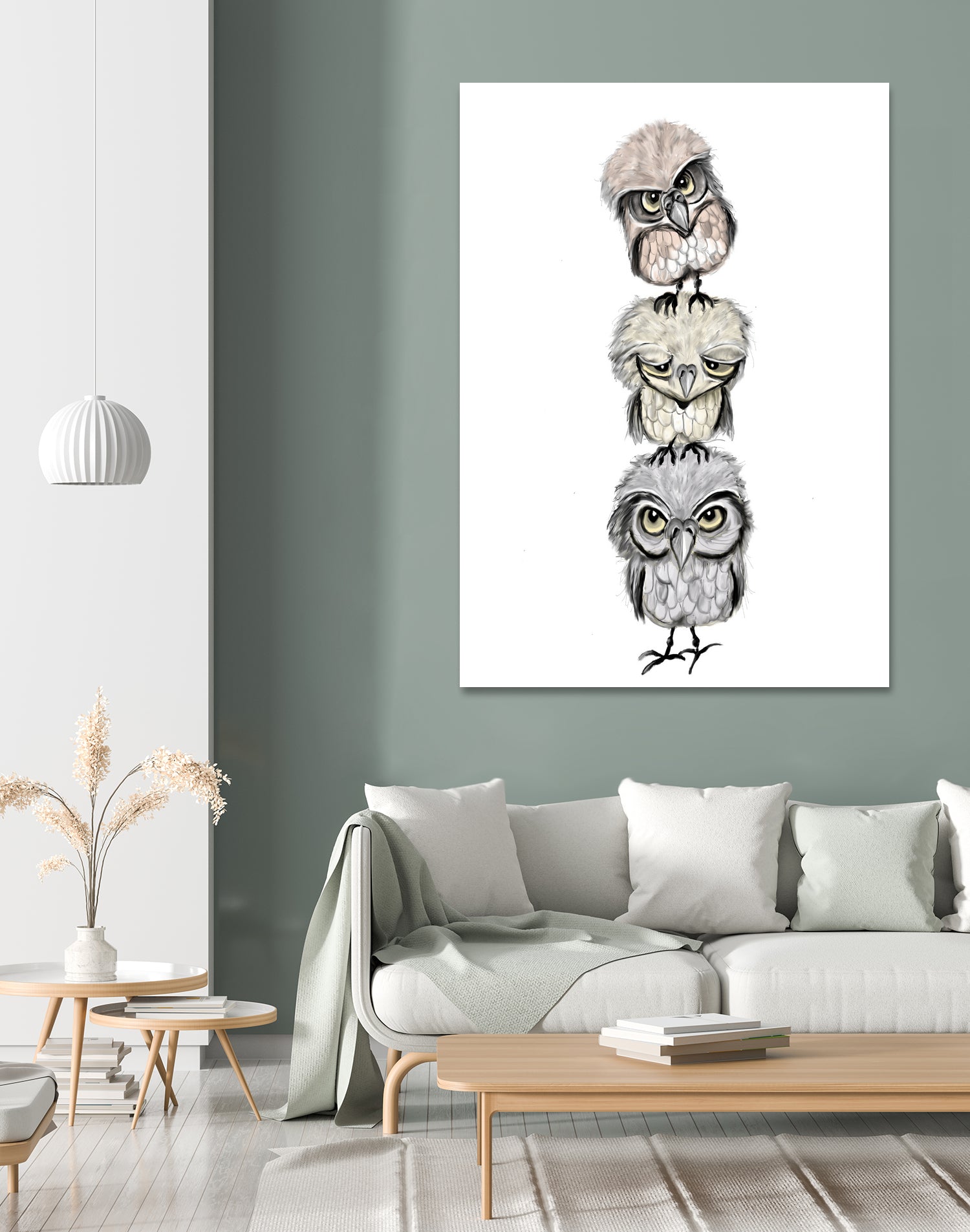 Owl Totæm by Mia Møller on GIANT ART - white digital drawing