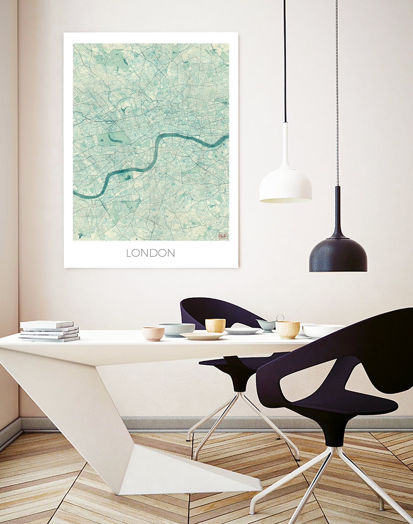 London Map Blue by Hubert Roguski on GIANT ART - blue digital painting
