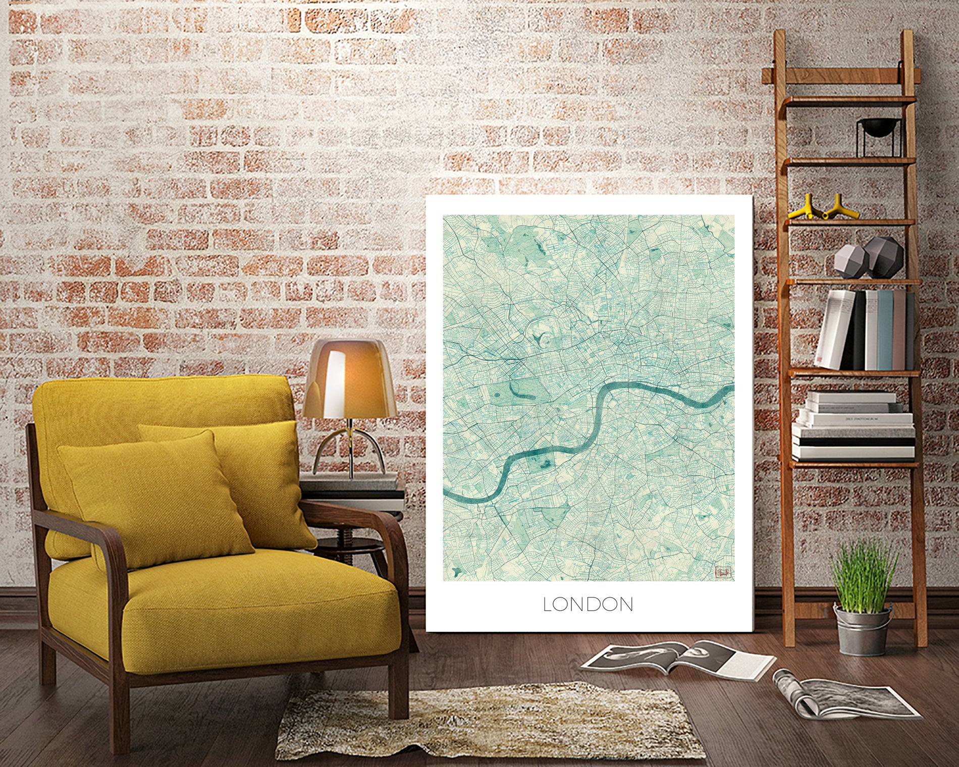 London Map Blue by Hubert Roguski on GIANT ART - blue digital painting