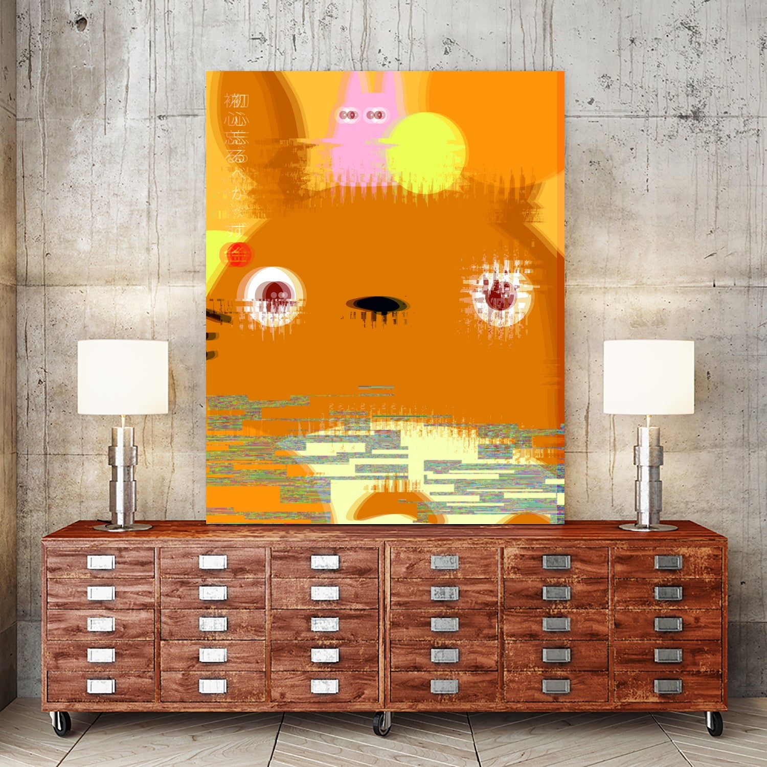 Miyazaki Glitch - Totoro (color) by Hyo Kim on GIANT ART - orange digital painting
