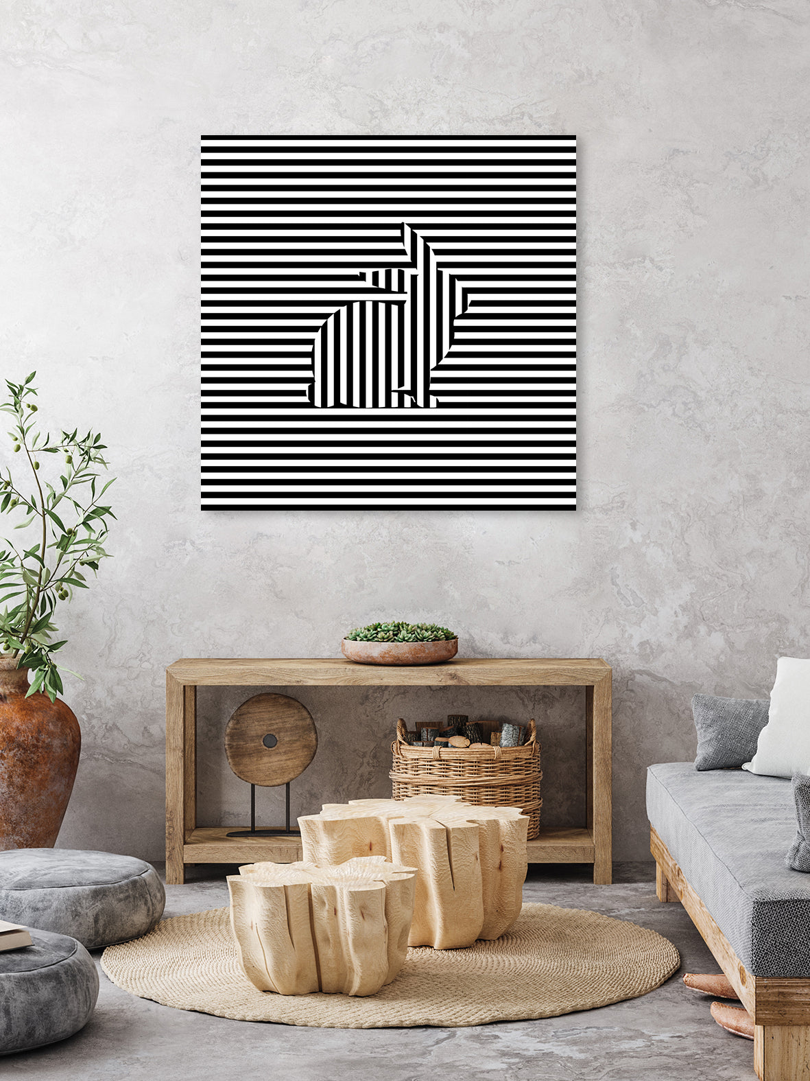 Rabbit on Stripes by Georgi Zhelyazkov on GIANT ART - black digital drawing
