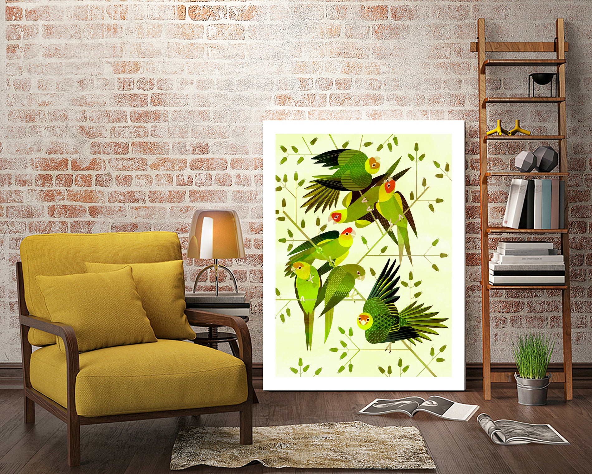 Carolina Parakeet by Scott Partridge on GIANT ART - green vector illustration