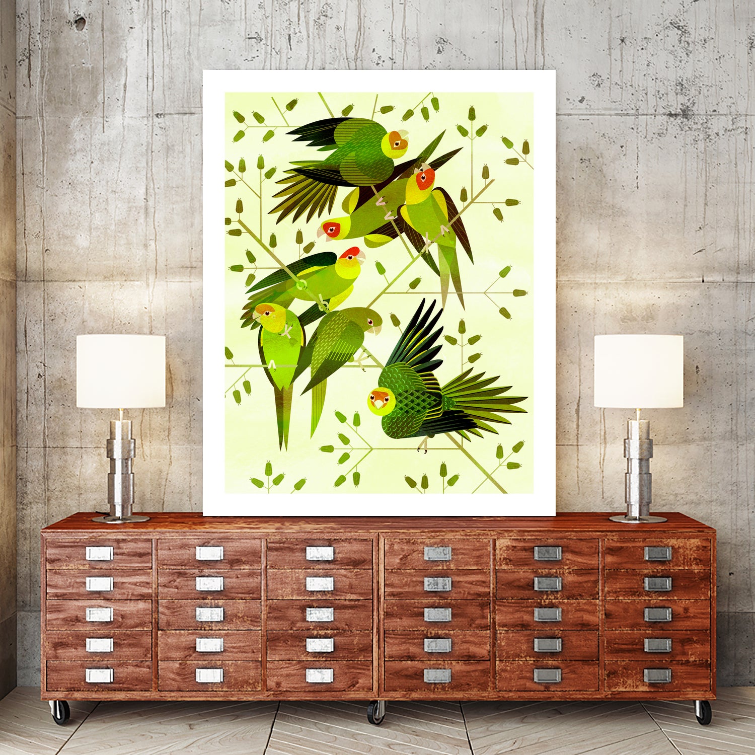 Carolina Parakeet by Scott Partridge on GIANT ART - green vector illustration