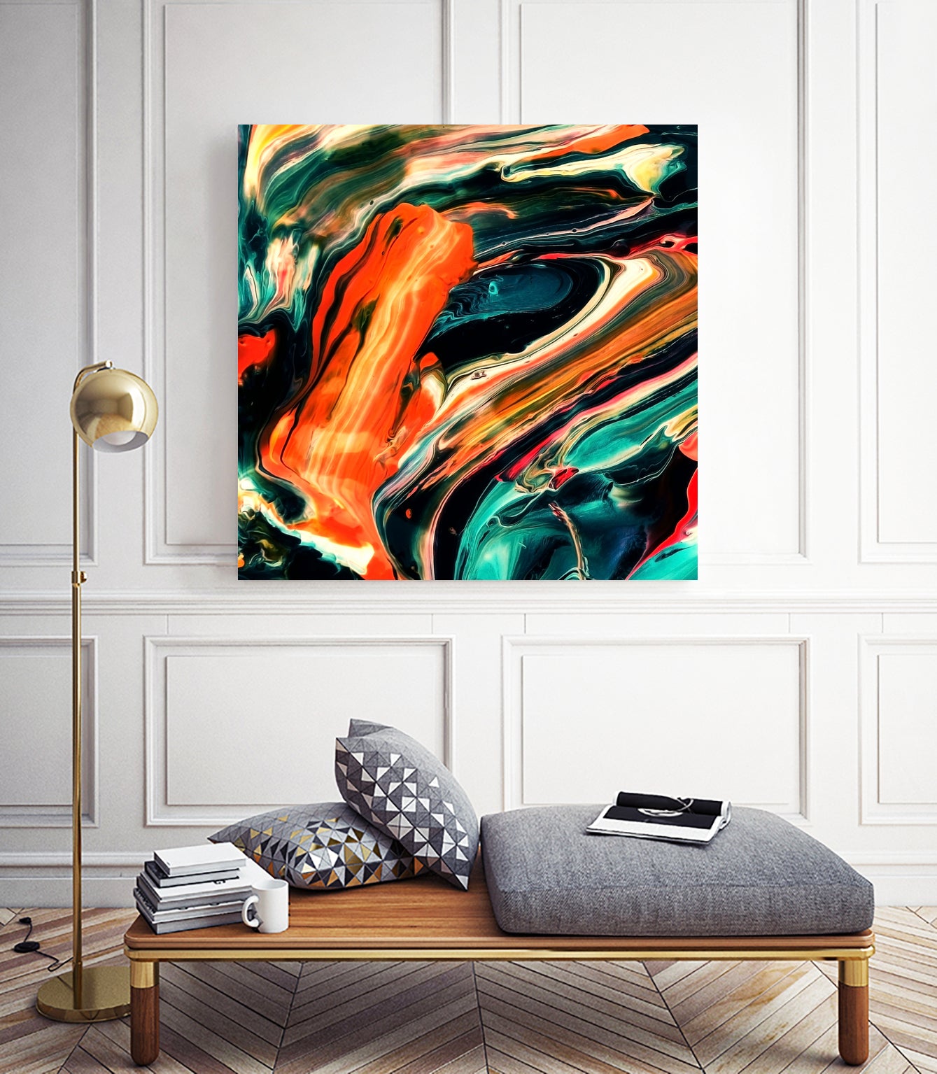 ABSTRACT COLORFUL PAINTING II-B3 by Pia Schneider on GIANT ART - orange mixed media