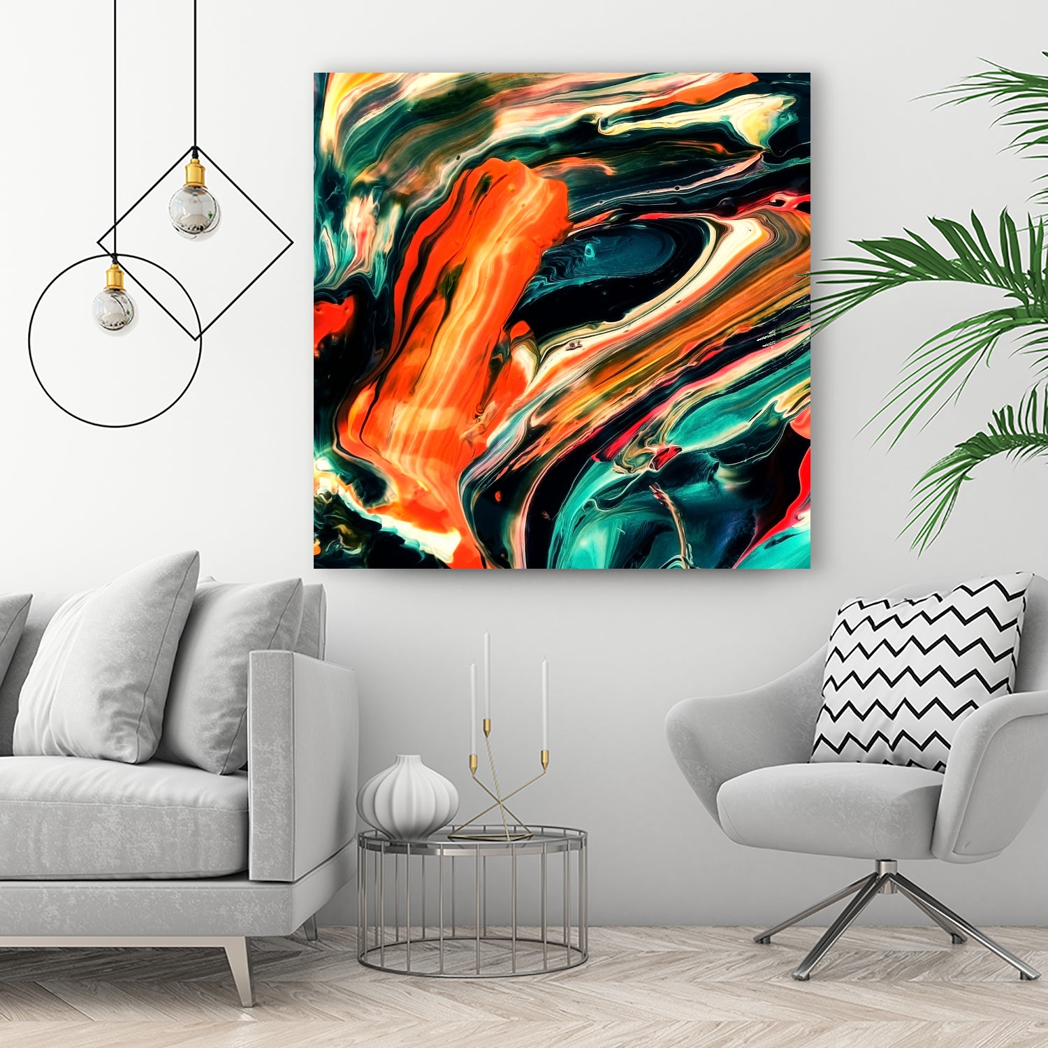 ABSTRACT COLORFUL PAINTING II-B3 by Pia Schneider on GIANT ART - orange mixed media
