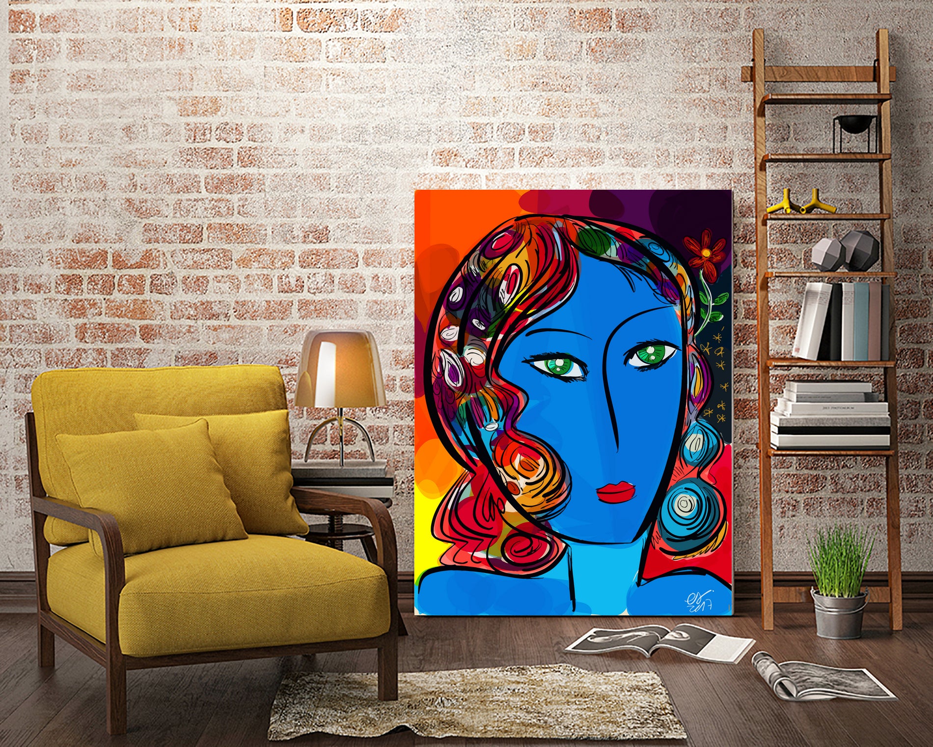 Pop Blue girl by Emmanuel Signorino on GIANT ART - blue digital painting