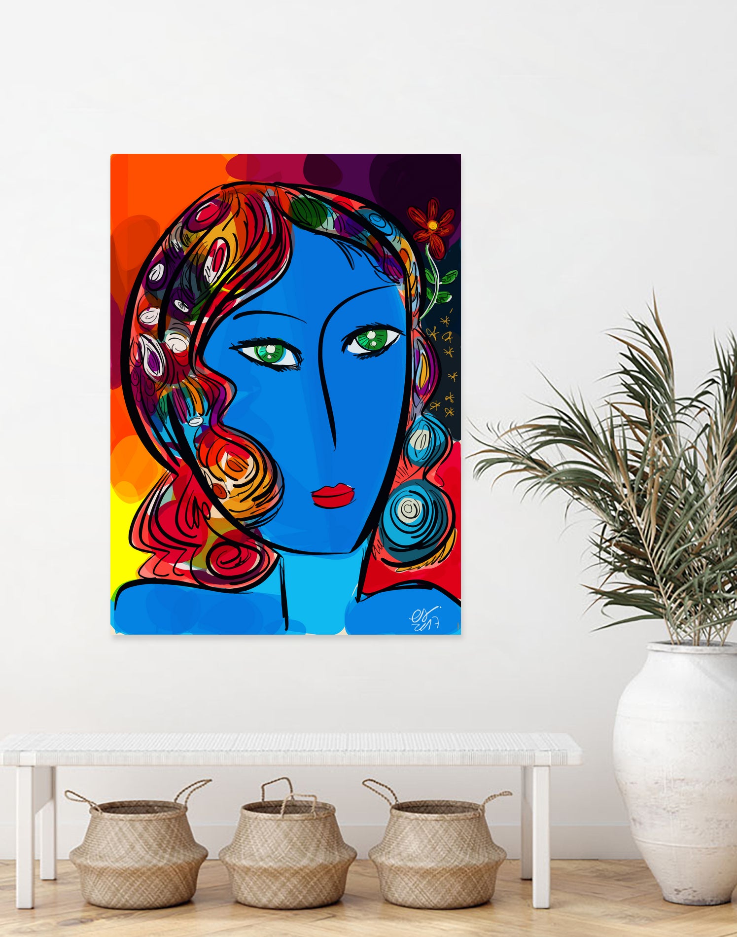 Pop Blue girl by Emmanuel Signorino on GIANT ART - blue digital painting