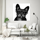 French bulldog portrait in glasses by Anastasiia Kononenko on GIANT ART - black cartooning