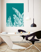 Banana Leaves on Teal by Daniela di Niro on GIANT ART - blue digital drawing