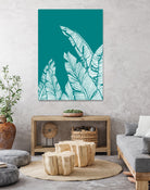 Banana Leaves on Teal by Daniela di Niro on GIANT ART - blue digital drawing
