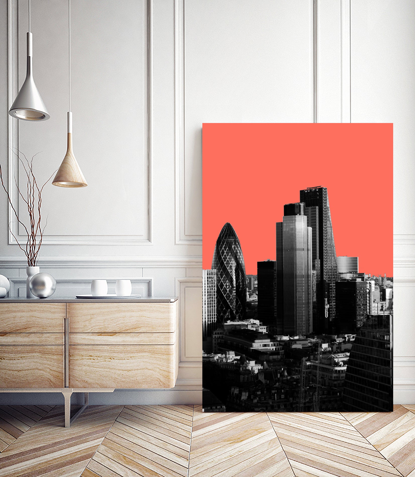 London Black and White by Laura Turner on GIANT ART - red digital painting