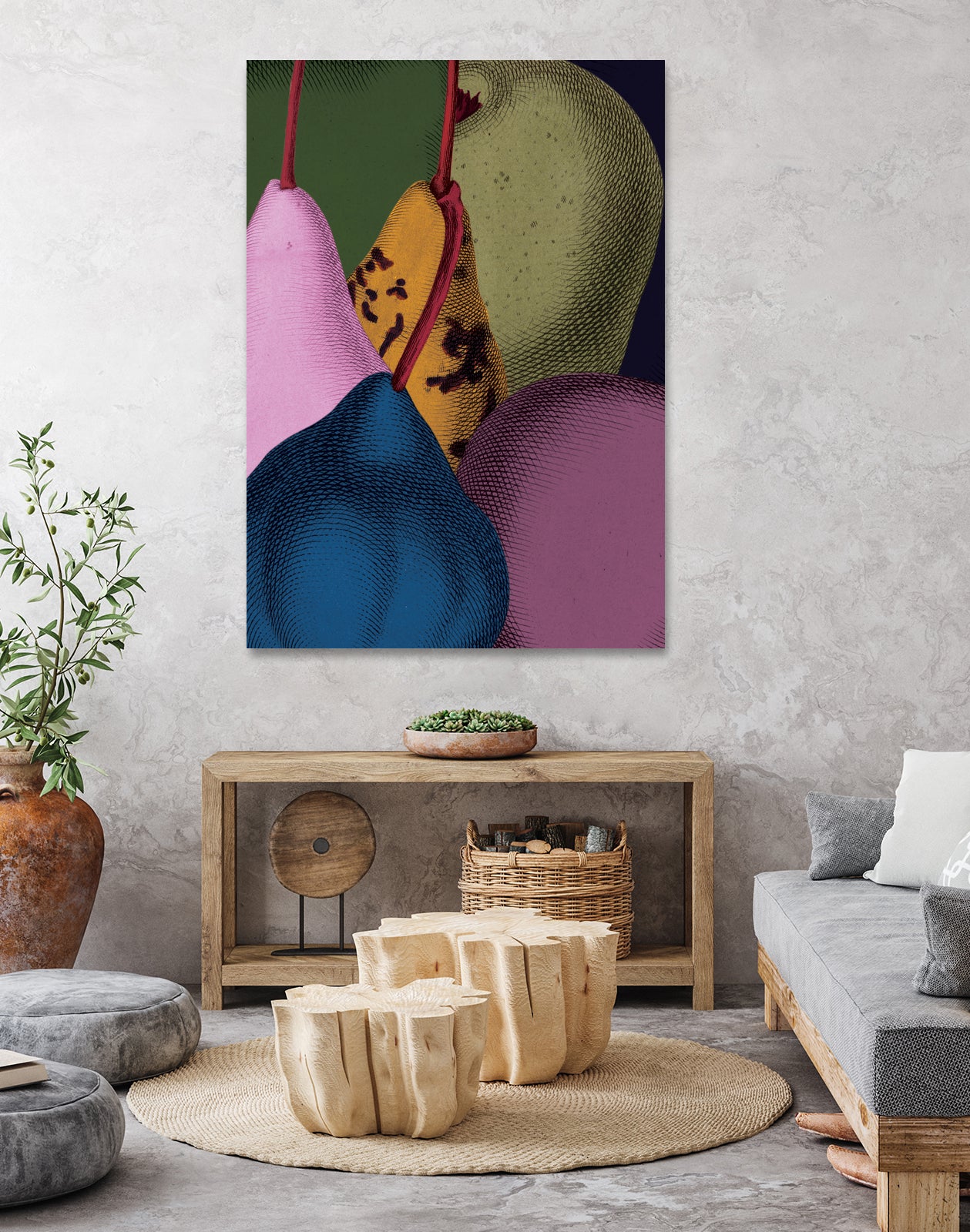 Modern Still life - Pears by Marlies Niemeijer on GIANT ART - blue mixed media