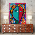 Pop Portrait Girl Fauvism by Emmanuel Signorino on GIANT ART - blue digital painting