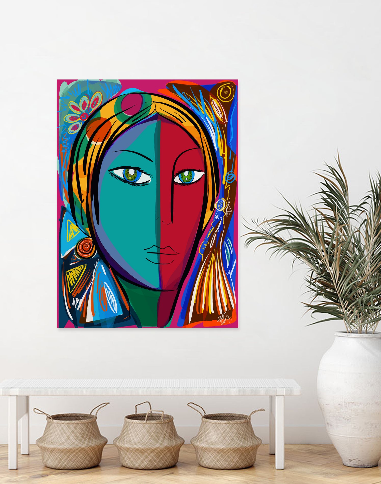 Pop Portrait Girl Fauvism by Emmanuel Signorino on GIANT ART - blue digital painting